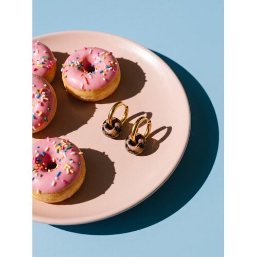 Lundholm Sally – Naturstein-Donut-Ohrringe Damen – Goldfarben