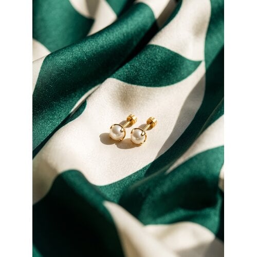 Lundholm Elvia – Perlen-Look Ohrstecker Damen – Goldfarben Lundholm Elvia – Perlen-Look Ohrstecker Damen – Goldfarben