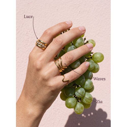 Lundholm Lundholm Zia Ring Dames Goudkleurig Jewellery – Premium Stainless Steel – Verstelbare Ring Golvend Minimalistisch – One Size My Lundholm Lundholm Zia Ring Dames Goudkleurig Jewellery – Premium Stainless Steel – Verstelbare Ring Golvend Minimalistisch – One Size My