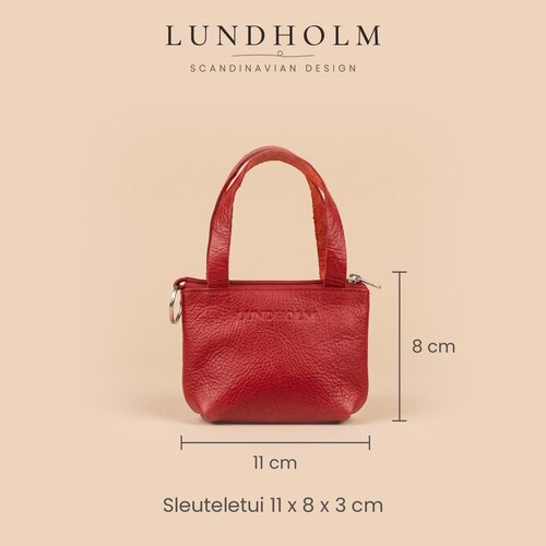 Lundholm Schlüsseletui aus Leder mit Reißverschluss Damen – Rot Lundholm Schlüsseletui aus Leder mit Reißverschluss Damen – Rot