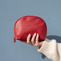 Damen Make-up-Tasche aus Leder – Rot