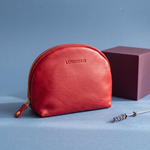 Lundholm Women's Leather Make-up Bag – Red Lundholm Women's Leather Make-up Bag – Red