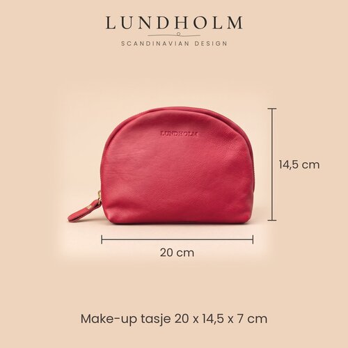 Lundholm Women's Leather Make-up Bag – Red Lundholm Women's Leather Make-up Bag – Red