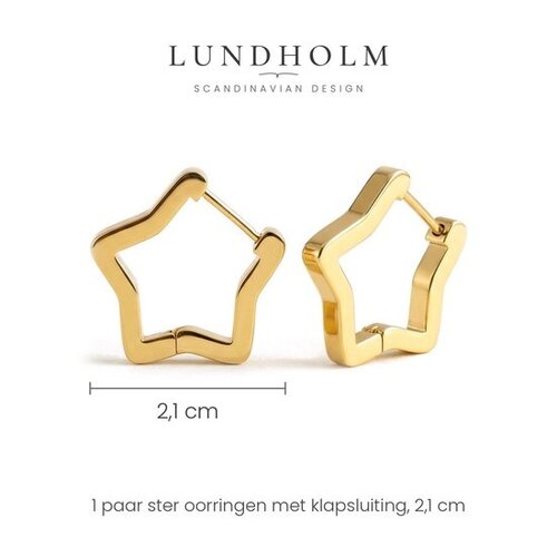 Lundholm Lundholm Ster Oorbellen Dames – Premium Stainless Steel Jewellery – Stervormige Hoops Oorringen (2,15 × 2,1 cm) – Goudkleurig (Gold Plated) Lundholm Lundholm Ster Oorbellen Dames – Premium Stainless Steel Jewellery – Stervormige Hoops Oorringen (2,15 × 2,1 cm) – Goudkleurig (Gold Plated)