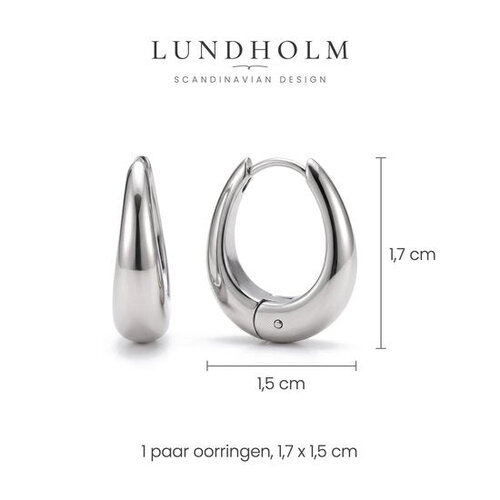 Lundholm Lundholm Edith Oorringen Dames Zilverkleurig - Kleine Ovale Oorringetjes - Verfijnde Mini Hoops met Klapsluiting - Premium Stainless Steel - 1,2 cm - Waterproof & Hypoallergeen
