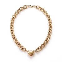 Pernille – Chunky Schakelketting met Bol Hartje – Goudkleurig