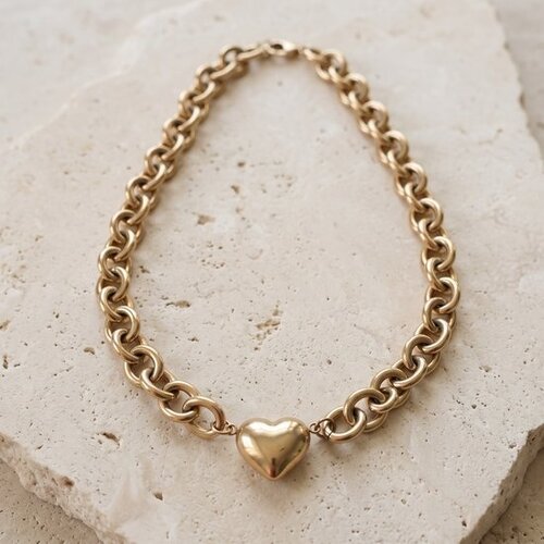 Lundholm Lundholm Pernille Ketting Dames Goudkleurig - Chunky Schakelketting met Bol Hartje - Hartjes Ketting Goud - Premium Stainless Steel Gold PVD Plated - 42 cm + 5,5 cm Verlengketting - Waterproof & Hypoallergeen Lundholm Lundholm Pernille Ketting Dames Goudkleurig - Chunky Schakelketting met Bol Hartje - Hartjes Ketting Goud - Premium Stainless Steel Gold PVD Plated - 42 cm + 5,5 cm Verlengketting - Waterproof & Hypoallergeen