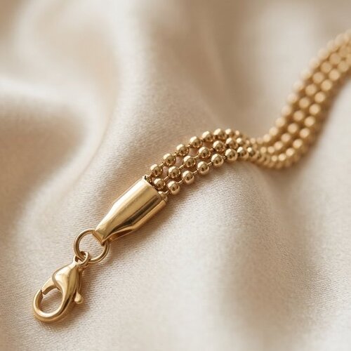 Lundholm Lundholm Oda Armband Dames Goudkleurig - 3 Laagse Bolletjes Armband Goud - Gelaagde Ball Chain Armband - Premium Stainless Steel Gold Plated - 16 + 5,5 cm Verstelbaar - Waterproof & Hypoallergeen