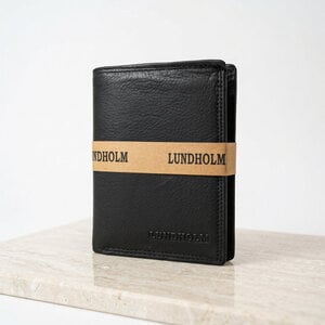 Lundholm Heren Portemonnee Echt Rundleer met RFID, 13 Pasjes – Zwart