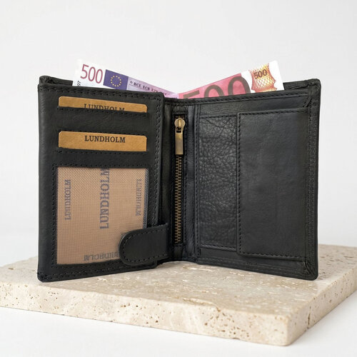 Lundholm Men's Genuine Leather Wallet with RFID, 13 Card Slots – Black Lundholm Men's Genuine Leather Wallet with RFID, 13 Card Slots – Black