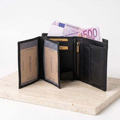 Lundholm Men's Genuine Leather Wallet with RFID, 13 Card Slots – Black Lundholm Men's Genuine Leather Wallet with RFID, 13 Card Slots – Black