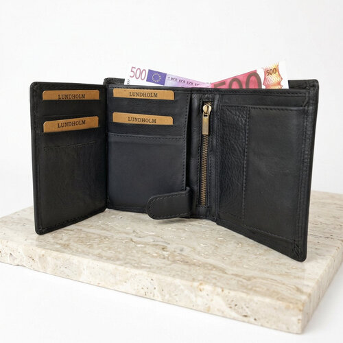 Lundholm Men's Genuine Leather Wallet with RFID, 13 Card Slots – Black Lundholm Men's Genuine Leather Wallet with RFID, 13 Card Slots – Black