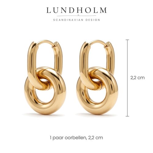 Lundholm Inka – Oorringen met Ring in Elkaar 2,2 cm – Goudkleurig Lundholm Inka – Oorringen met Ring in Elkaar 2,2 cm – Goudkleurig