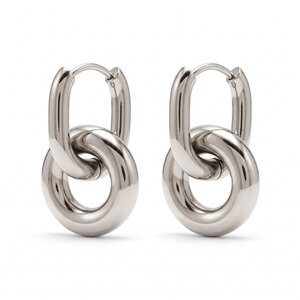 Lundholm Inka – Interlocking Ring Hoops 2.2 cm – Silver-Tone