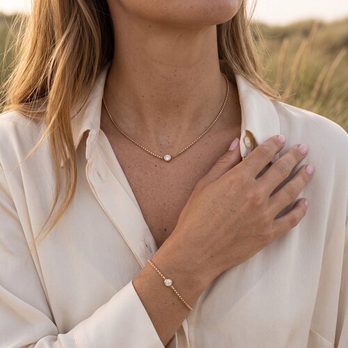 Lundholm Anah – Necklace & Bracelet Set with Cubic Zirconia – Gold-Tone Lundholm Anah – Necklace & Bracelet Set with Cubic Zirconia – Gold-Tone