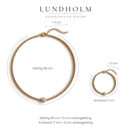 Lundholm Anah – Necklace & Bracelet Set with Cubic Zirconia – Gold-Tone Lundholm Anah – Necklace & Bracelet Set with Cubic Zirconia – Gold-Tone