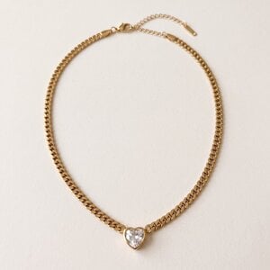 Lundholm Jonna – Gourmetketting met Zirkonia Hartje – Goudkleurig