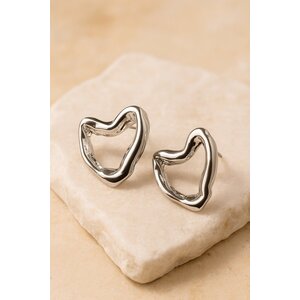 Lundholm Leonie – Chunky Open Heart Earrings – Silver-Tone