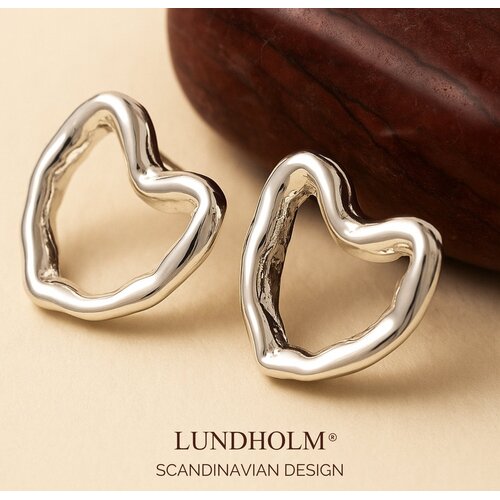 Lundholm Leonie – Chunky Open Heart Earrings – Silver-Tone Lundholm Leonie – Chunky Open Heart Earrings – Silver-Tone