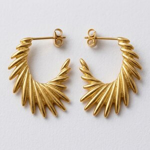 Lundholm Linn – Statement Fan Stud Earrings 3.2 cm – Gold-Tone Lundholm Linn – Statement Fan Stud Earrings 3.2 cm – Gold-Tone