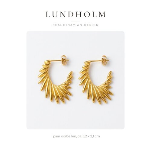 Lundholm Linn – Statement Waaier Oorstekers 3,2 cm – Goudkleurig Lundholm Linn – Statement Waaier Oorstekers 3,2 cm – Goudkleurig