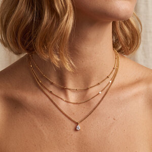 Lundholm Lucille – Three-Layer Necklace with Cubic Zirconia – Gold-Tone Lundholm Lucille – Three-Layer Necklace with Cubic Zirconia – Gold-Tone