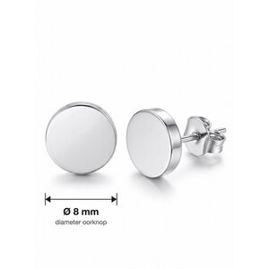 Lundholm Axel – Men's Flat Round Stud Earrings 8 mm – Silver-Tone Lundholm Axel – Men's Flat Round Stud Earrings 8 mm – Silver-Tone