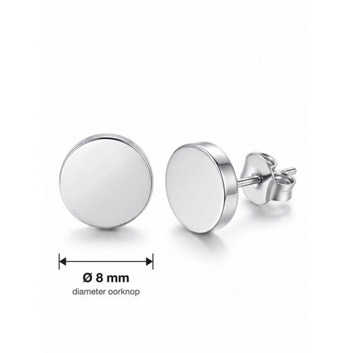 Lundholm Axel – Platte Ronde Heren Oorknopjes 8 mm – Zilverkleurig