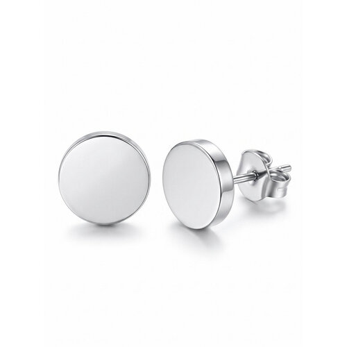 Lundholm Axel – Men's Flat Round Stud Earrings 8 mm – Silver-Tone Lundholm Axel – Men's Flat Round Stud Earrings 8 mm – Silver-Tone