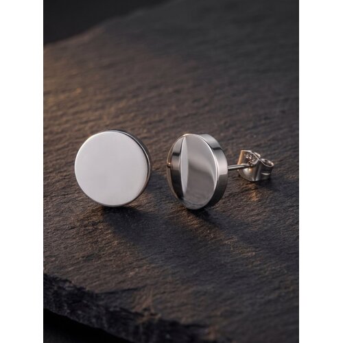Lundholm Axel – Men's Flat Round Stud Earrings 8 mm – Silver-Tone Lundholm Axel – Men's Flat Round Stud Earrings 8 mm – Silver-Tone
