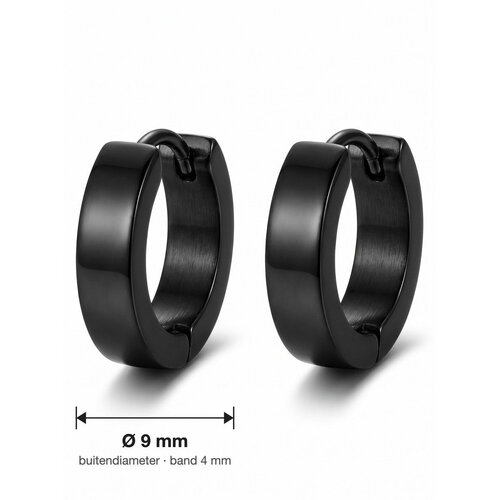 Lundholm Thor – Men's Wide Hinged Hoops 9 mm – Black Lundholm Thor – Men's Wide Hinged Hoops 9 mm – Black