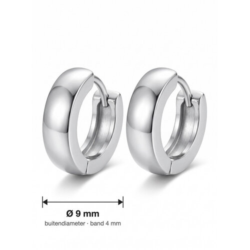Lundholm Thor – Men's Wide Hinged Hoops 9 mm – Silver-Tone
