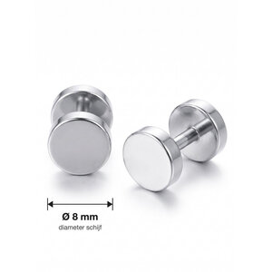 Lundholm Loke – Men's Fake Plug Barbell Earrings 8 mm – Silver-Tone Lundholm Loke – Men's Fake Plug Barbell Earrings 8 mm – Silver-Tone