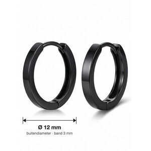 Lundholm Finn – Men's Hinged Hoops 12 mm – Black Lundholm Finn – Men's Hinged Hoops 12 mm – Black