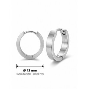 Lundholm Finn – Men's Hinged Hoops 12 mm – Silver-Tone Lundholm Finn – Men's Hinged Hoops 12 mm – Silver-Tone