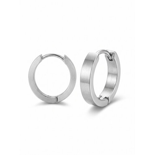 Lundholm Finn – Men's Hinged Hoops 12 mm – Silver-Tone Lundholm Finn – Men's Hinged Hoops 12 mm – Silver-Tone