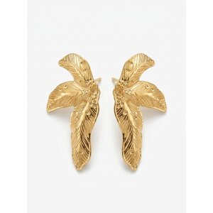 Lundholm Sylvi – Statement Leaf Stud Earrings 4.5 cm – Gold-Tone Lundholm Sylvi – Statement Leaf Stud Earrings 4.5 cm – Gold-Tone
