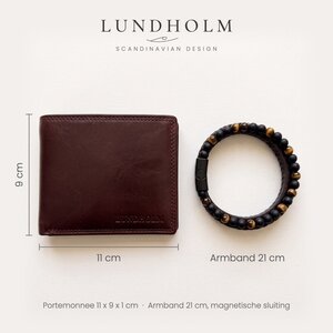 Lundholm Men's Gift Set – Oslo Wallet & Björn Bracelet Tiger's Eye – Brown