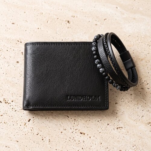 Lundholm Giftset Heren – Leren Portemonnee & Björn Armband Sneeuwvlokobsidiaan – Zwart Lundholm Giftset Heren – Leren Portemonnee & Björn Armband Sneeuwvlokobsidiaan – Zwart