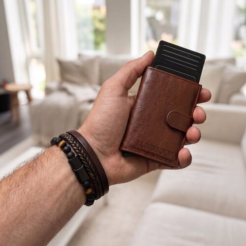 Lundholm Men's Gift Set – Örebro Card Holder & Björn Bracelet Tiger's Eye – Brown Lundholm Men's Gift Set – Örebro Card Holder & Björn Bracelet Tiger's Eye – Brown