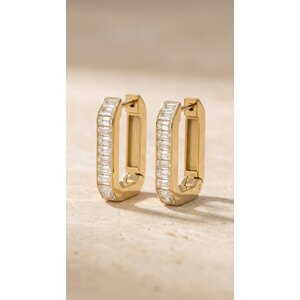 Lundholm Loisa – Square Hoops with Cubic Zirconia – Gold-Tone Lundholm Loisa – Square Hoops with Cubic Zirconia – Gold-Tone