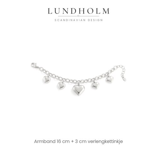 Lundholm Harriet – Link Bracelet with Puffy Hearts – Silver-Tone