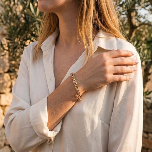 Lundholm Clementine – Double Twisted Link Bracelet – Gold-Tone