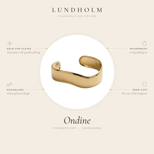 Lundholm Ondine – Wide Wavy Cuff Bangle – Gold-Tone Lundholm Ondine – Wide Wavy Cuff Bangle – Gold-Tone