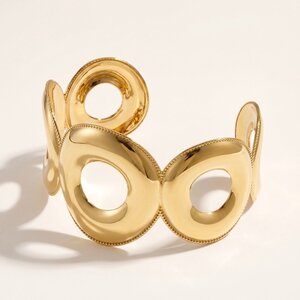 Lundholm Ines – Wide Statement Cuff with Open Circles – Gold-Tone Lundholm Ines – Wide Statement Cuff with Open Circles – Gold-Tone