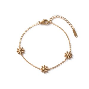 Lundholm Smilla – Link Bracelet with Daisies – Gold-Tone Lundholm Smilla – Link Bracelet with Daisies – Gold-Tone