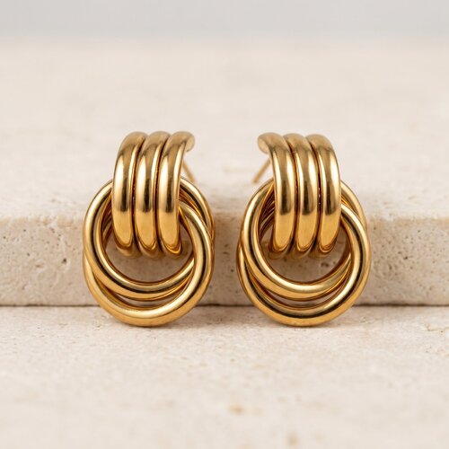 Lundholm Monroe – Chunky Statement Stud Earrings 3 cm – Gold-Tone Lundholm Monroe – Chunky Statement Stud Earrings 3 cm – Gold-Tone