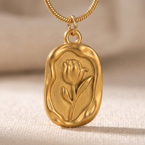 Lundholm Liesje – Ketting met Tulpen Hanger – Goudkleurig