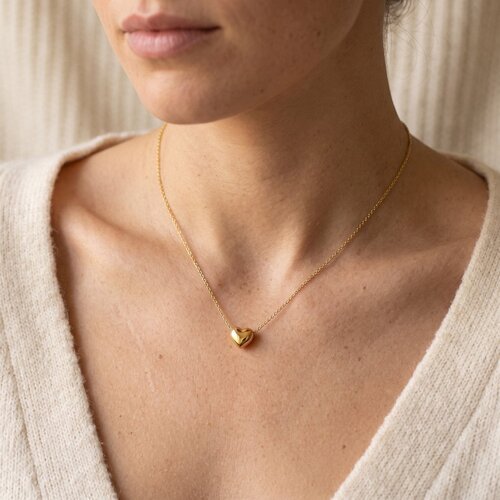 Lundholm Cherie – Ketting met Bol Hartje – Goudkleurig