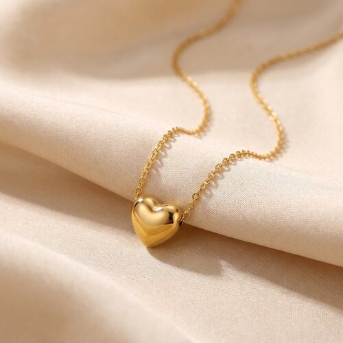 Lundholm Cherie – Necklace with Puffy Heart – Gold-Tone Lundholm Cherie – Necklace with Puffy Heart – Gold-Tone